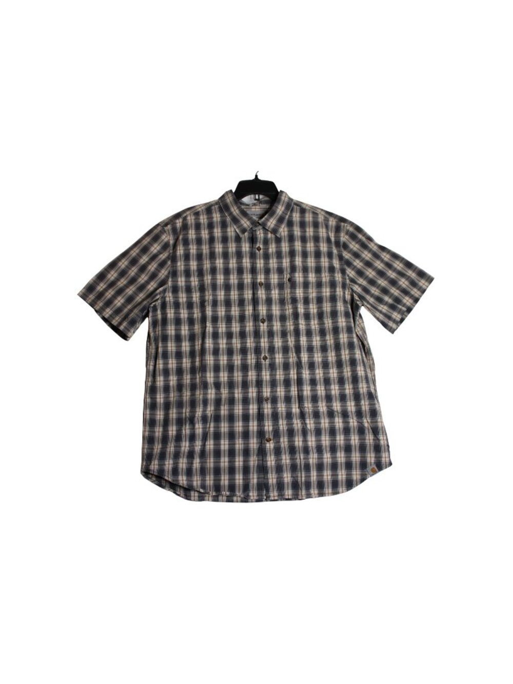 Carhartt Short Sleeve Grey Plaid Button Down Work Shirt Men's XL